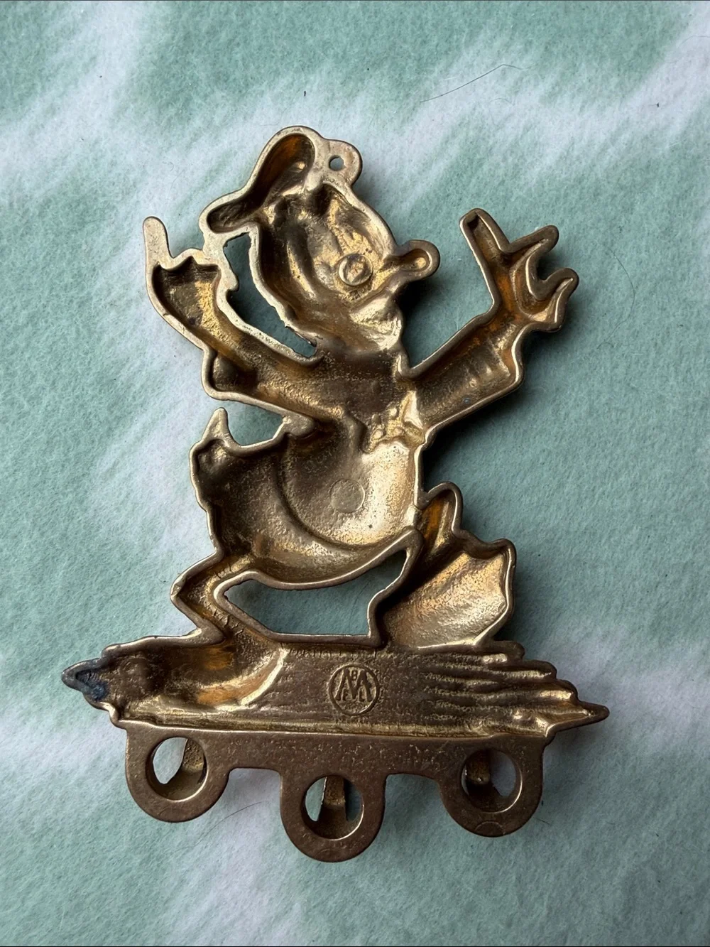 Authentic 1960s MBFL Donald Duck brass wall key brackets - rare vintage